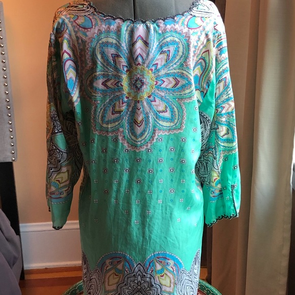 Johnny Was silk tunic top size medium Excellent! - Picture 6 of 8